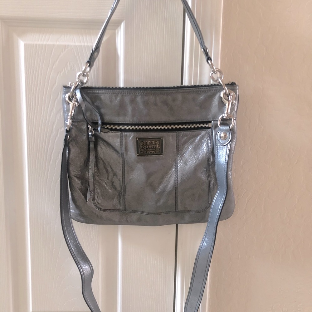 Metallic Silver Coach Purse